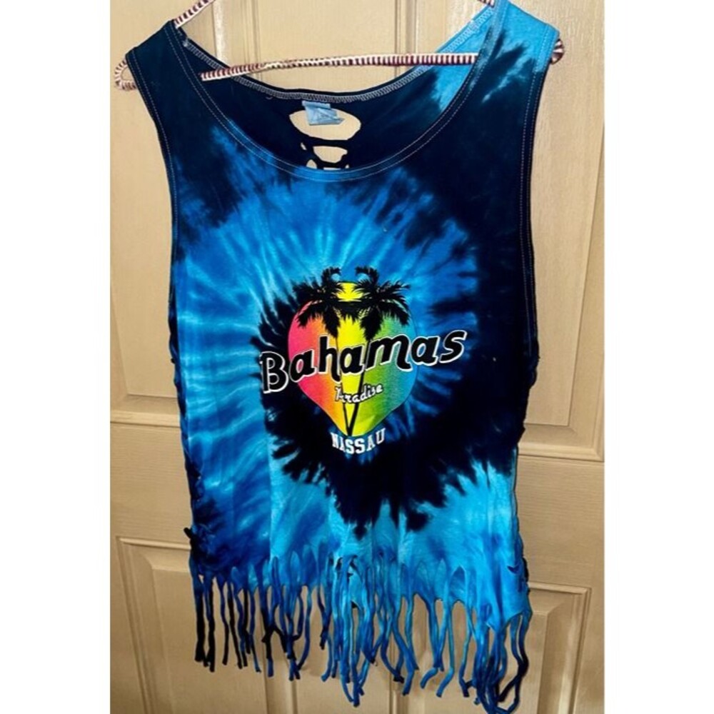 Caribbean Vibe Nassau Bahamas Blue Black Shirt Top Size XL
